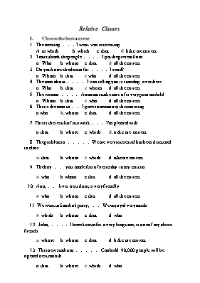 Bài tập Mệnh đề quan hệ (Relative clause)